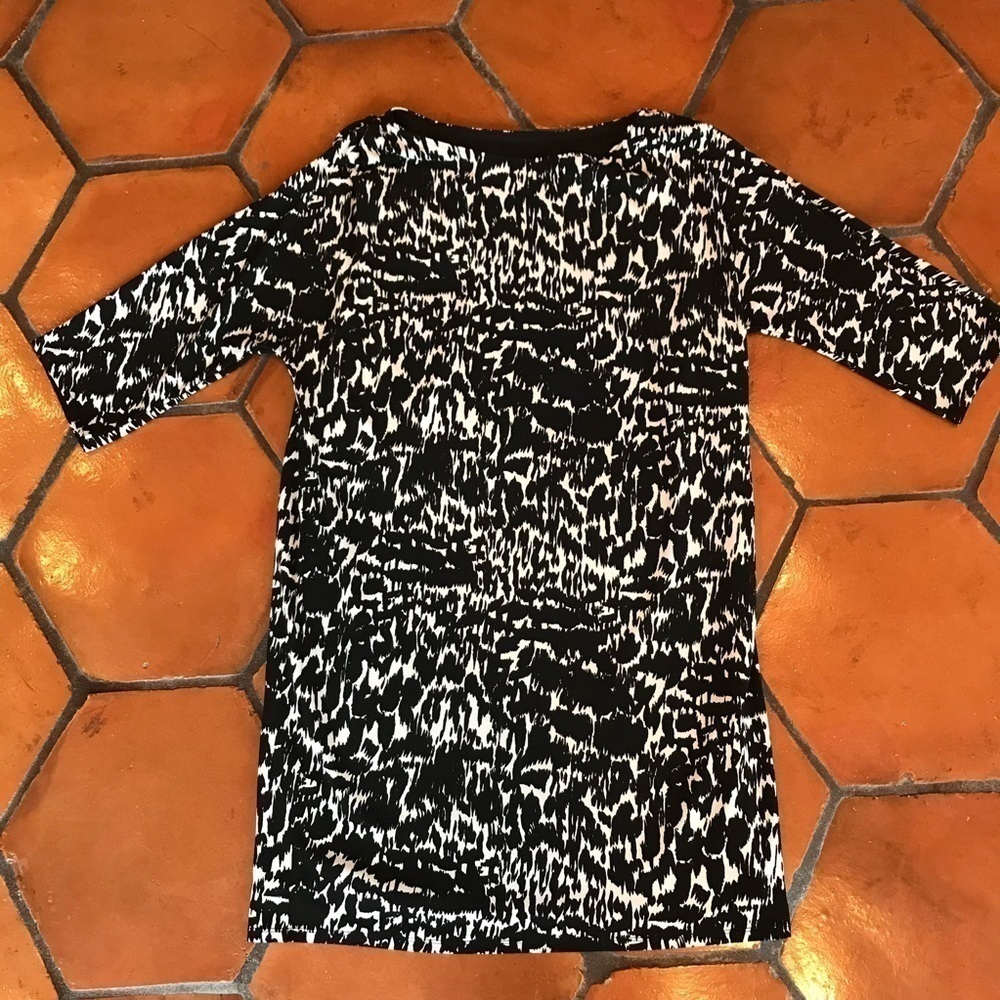 Ann Taylor Print Dress Asymmetric Shoulder…